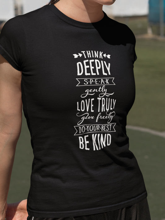 Think Deeply Black Print Women Top