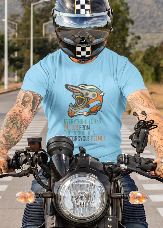 Helmet Men Round Neck Tshirt