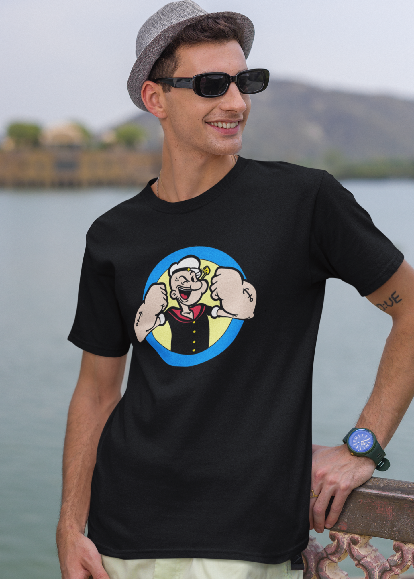 Popeye Face Men Round Neck Tshirt