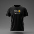 Front view: Black t-shirt floating on a grey background with Ctrl and Z keycaps over the words 'my career' printed across the chest in off-white and amber.